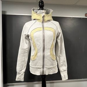 lululemon athletica Light Gray & Pale Yellow Zip Hoodie